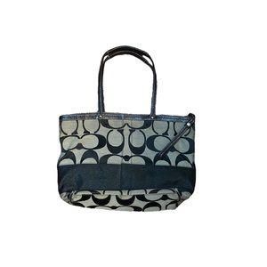 Vintage Y2k Authentic Coach Signature Jacquard Black Shoulder Bag